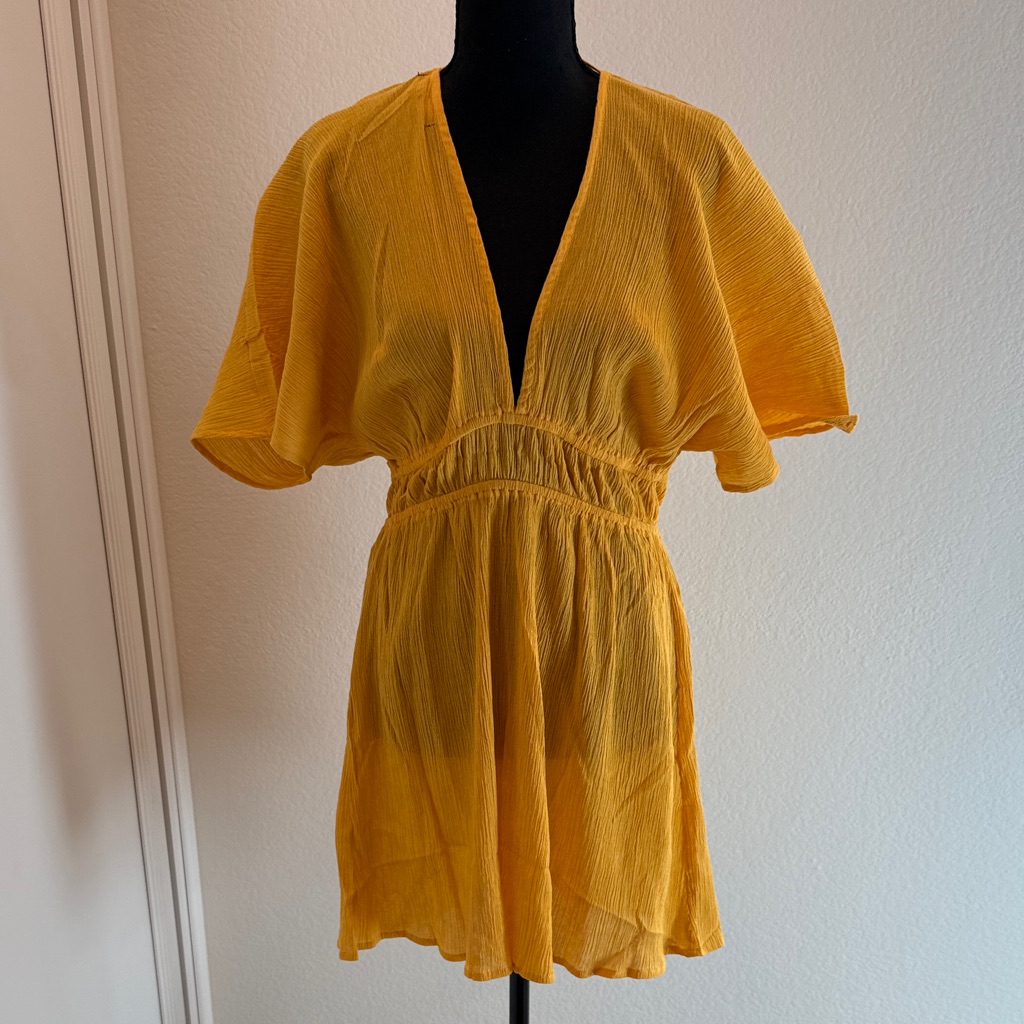 Sunshine Yellow Vneck Swim Cover-Up Dress
